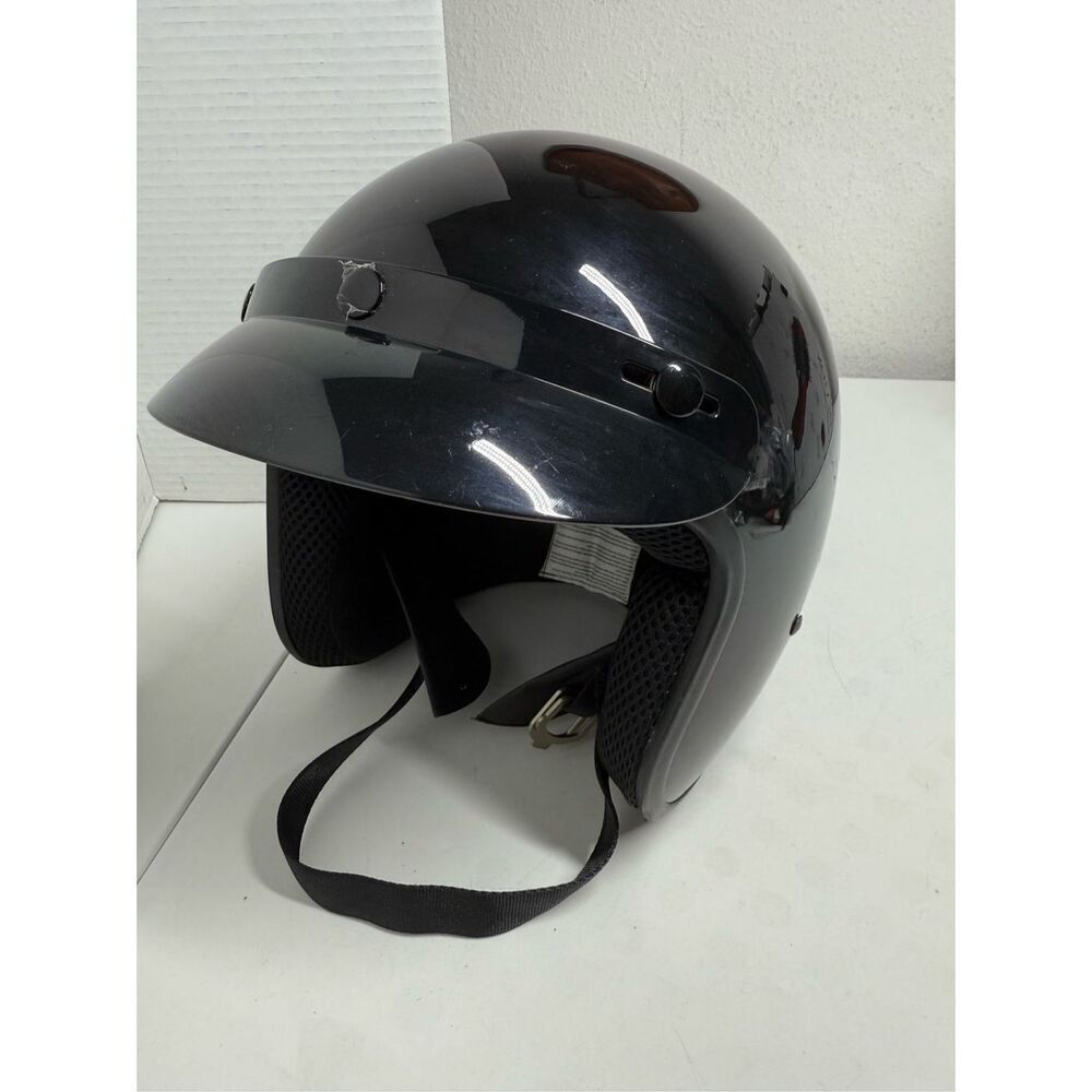 FUEL OF001 Gloss Motorcycle HALF Helmet Black Size S 55-56cm FMVSS No 218